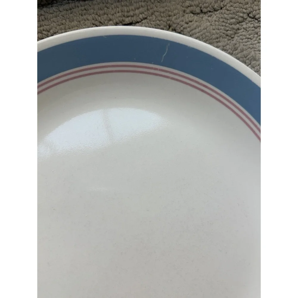 Corelle Colonial Blue Pink Ring Dinner Plate-set of 3